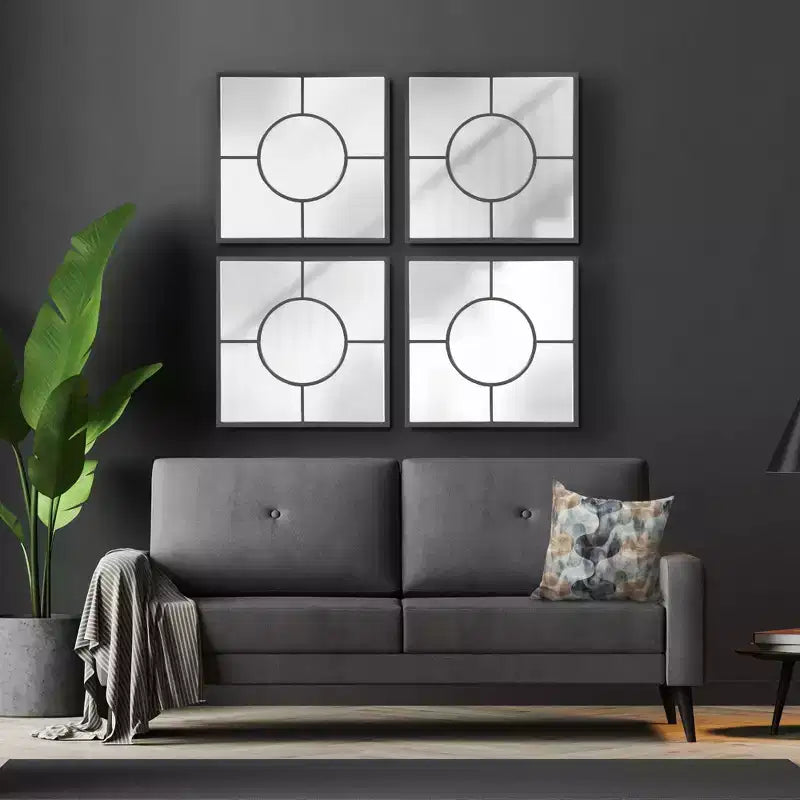 Specchio da parete quadrato geometrico Howard Elliott 24"x24" con cornice grafite: Arredamento moderno, metallo, da parete