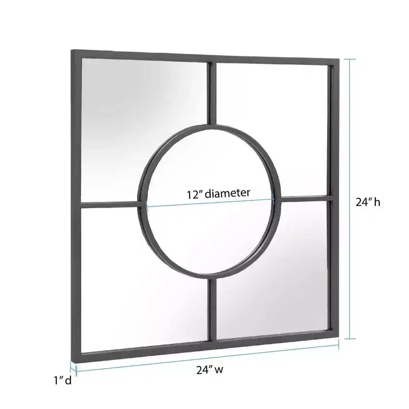 Specchio da parete quadrato geometrico Howard Elliott 24"x24" con cornice grafite: Arredamento moderno, metallo, da parete