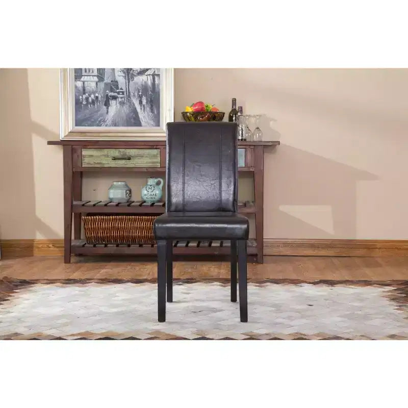 Sedia Parsons Roundhill Urban Style in legno massello e similpelle, marrone, set da 2
