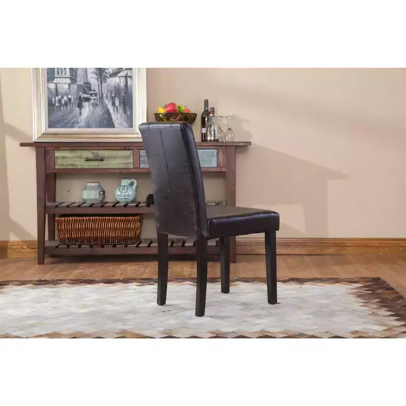 Sedia Parsons Roundhill Urban Style in legno massello e similpelle, marrone, set da 2