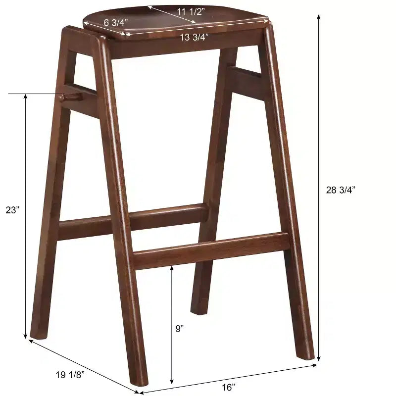 Sgabelli impilabili da bar Roundhill Furniture Malvern in legno, stile moderno di metà secolo, set da 2