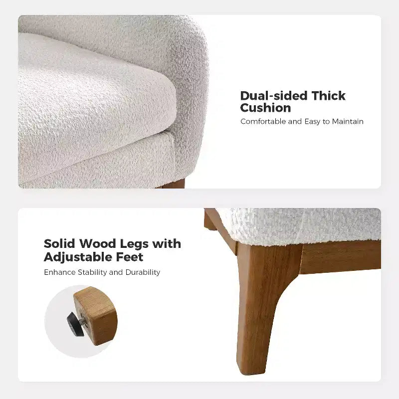 Set di 2 sedie poltrona Kiian Boucle con gambe in legno massello| HULALA HOME