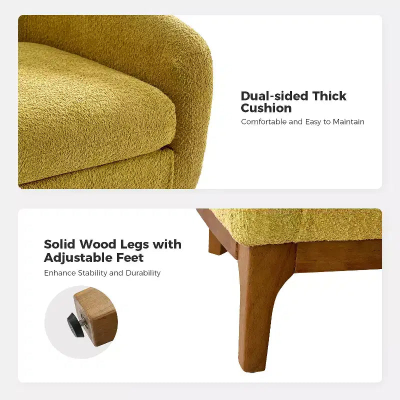Set di 2 sedie poltrona Kiian Boucle con gambe in legno massello| HULALA HOME