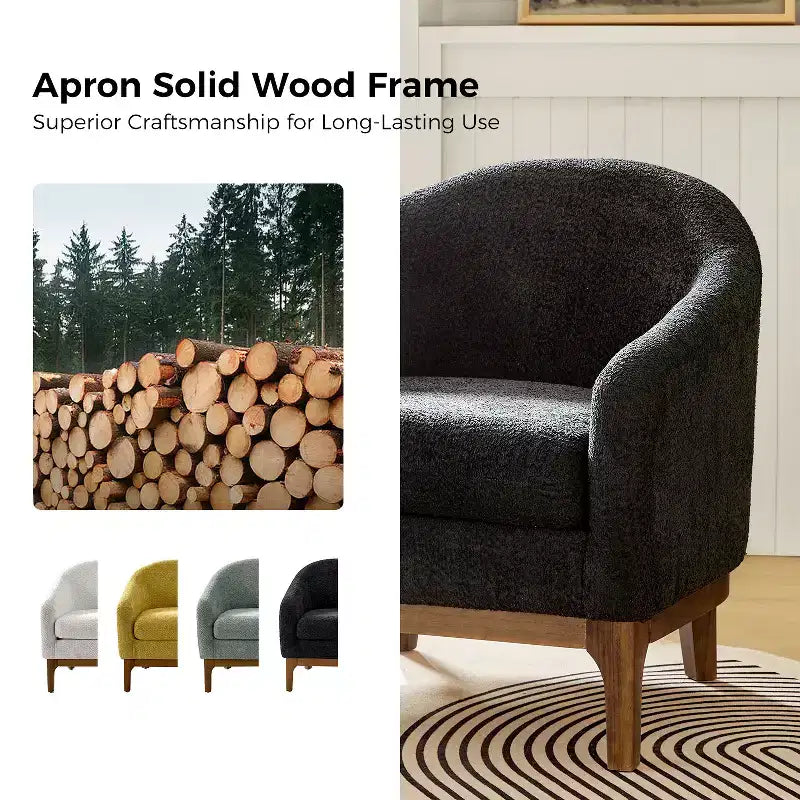 Set di 2 sedie poltrona Kiian Boucle con gambe in legno massello| HULALA HOME