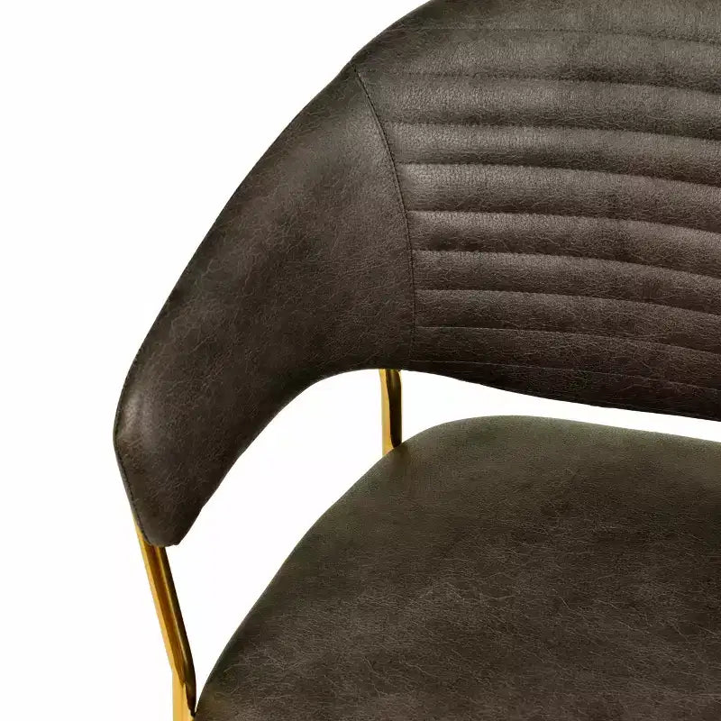 Sedia da pranzo imbottita con schienale a gobba e gambe in acciaio inossidabile – Set da 2