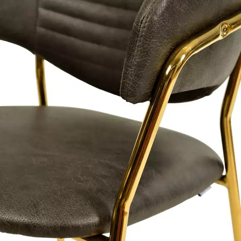 Sedia da pranzo imbottita con schienale a gobba e gambe in acciaio inossidabile – Set da 2