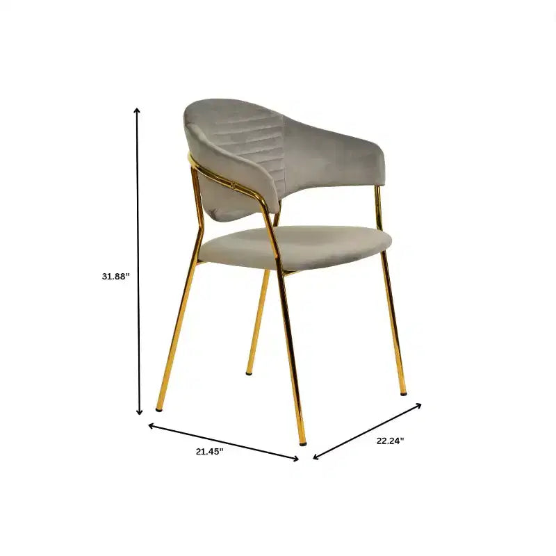 Sedia da pranzo imbottita con schienale a gobba e gambe in acciaio inossidabile – Set da 2