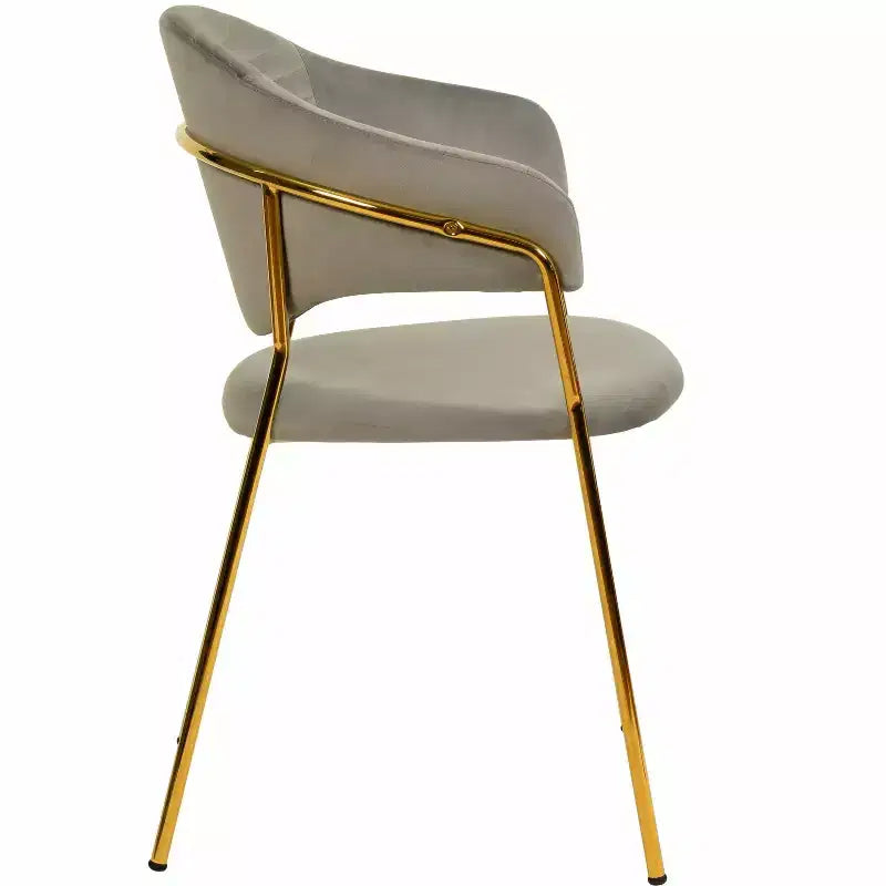 Sedia da pranzo imbottita con schienale a gobba e gambe in acciaio inossidabile – Set da 2