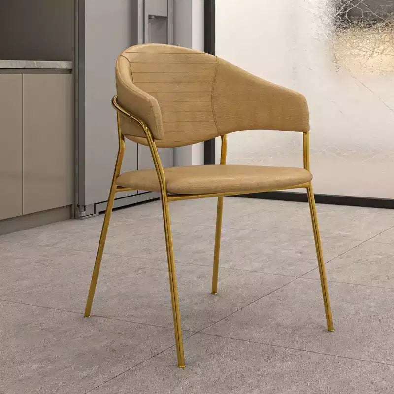 Sedia da pranzo imbottita con schienale a gobba e gambe in acciaio inossidabile – Set da 2