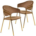 LeisureMod Upholstered Dining Chair in Leather/Velvet with Stainless Steel Legs  Set of 2 for Dining Room, Kitchen, and Modern Spaces  Bella Series