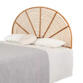 Testiera da parete in Rattan Naturale – Semicerchio Arcobaleno Bohemien, Misura Matrimoniale