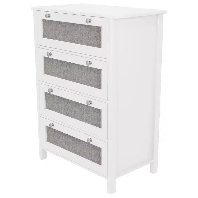 Cassettiera Moderna a 4 Cassetti per Camera da Letto – L. 70 cm, Bianca