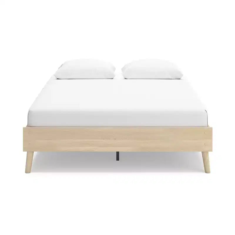 Struttura Letto Matrimoniale Queen Size – Finitura in Legno di Frassino Naturale, Nessuna Rete a Molle Richiesta, Sabbia
