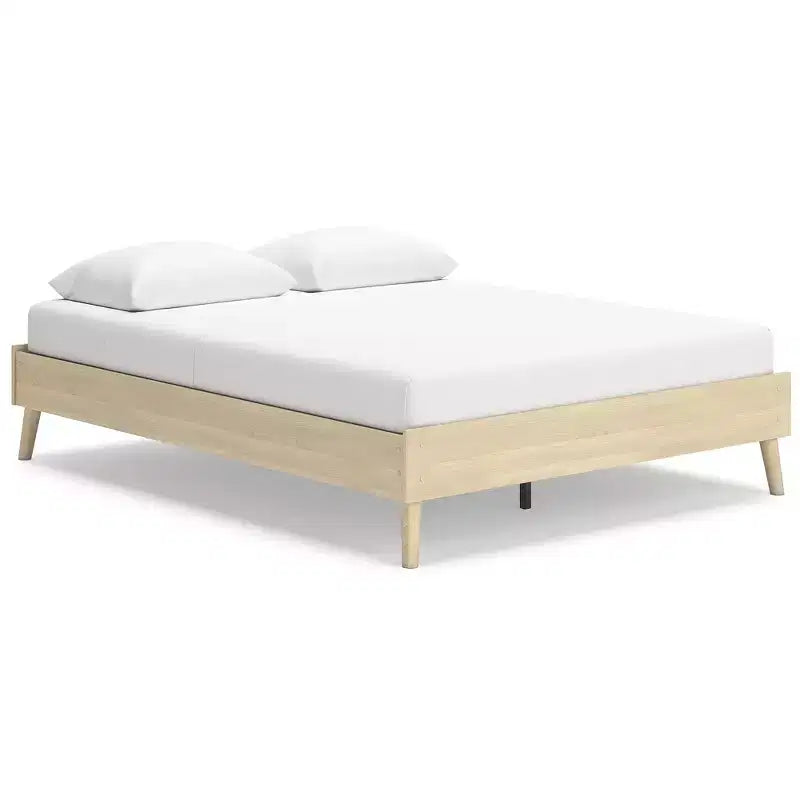 Struttura Letto Matrimoniale Queen Size – Finitura in Legno di Frassino Naturale, Nessuna Rete a Molle Richiesta, Sabbia