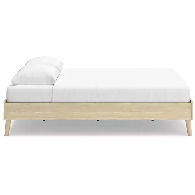 Struttura Letto Matrimoniale Queen Size – Finitura in Legno di Frassino Naturale, Nessuna Rete a Molle Richiesta, Sabbia