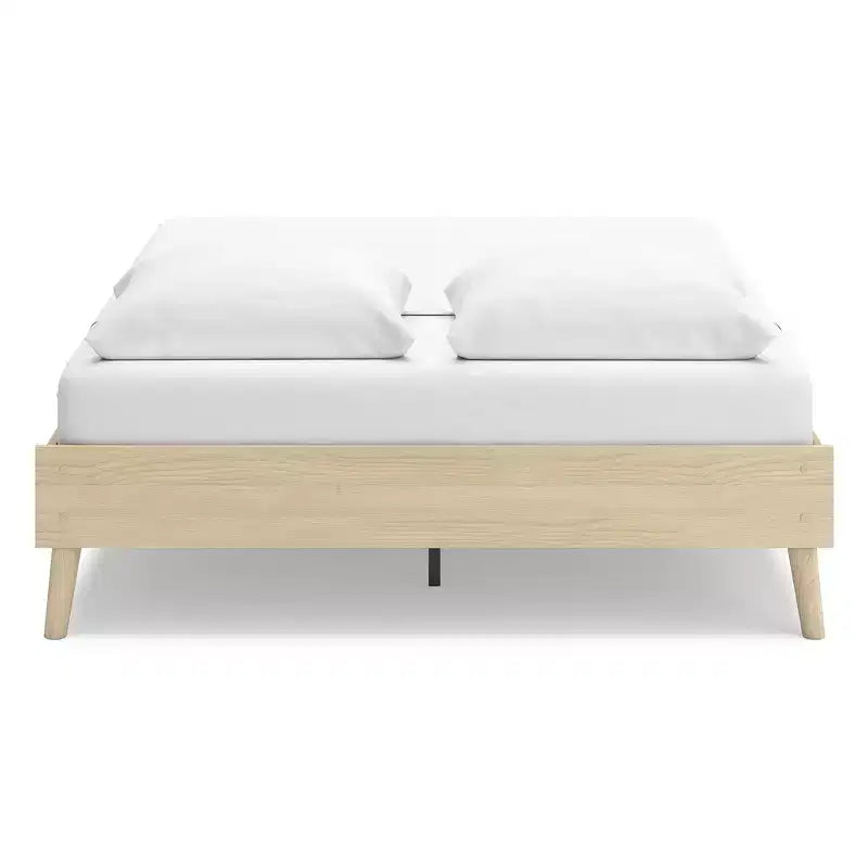 Struttura Letto Matrimoniale Queen Size – Finitura in Legno di Frassino Naturale, Nessuna Rete a Molle Richiesta, Sabbia