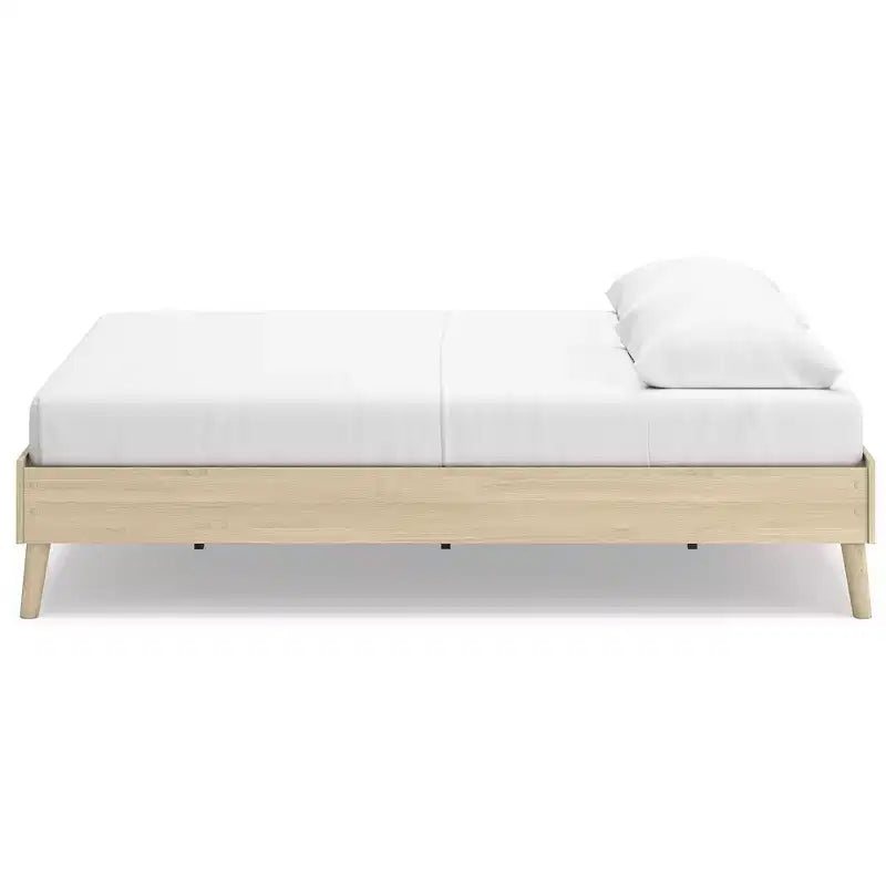 Struttura Letto Matrimoniale Queen Size – Finitura in Legno di Frassino Naturale, Nessuna Rete a Molle Richiesta, Sabbia