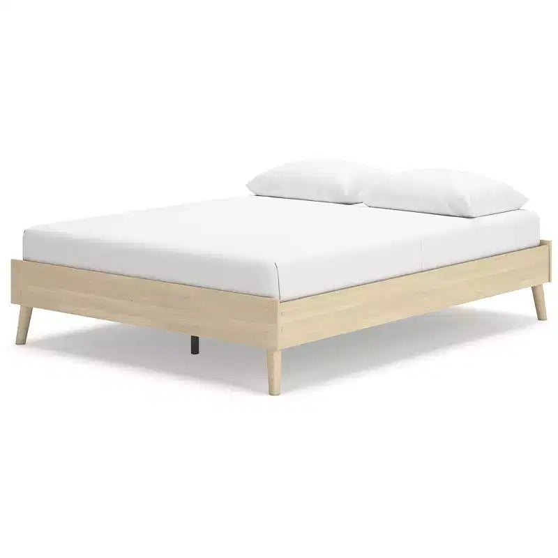 Struttura Letto Matrimoniale Queen Size – Finitura in Legno di Frassino Naturale, Nessuna Rete a Molle Richiesta, Sabbia