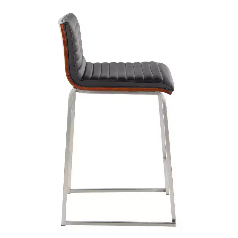 Sgabelli da bar da 26" altezza bancone con seduta in similpelle e schienale in legno di noce – Set da 2