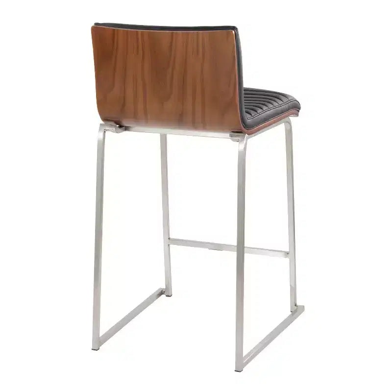 Sgabelli da bar da 26" altezza bancone con seduta in similpelle e schienale in legno di noce – Set da 2