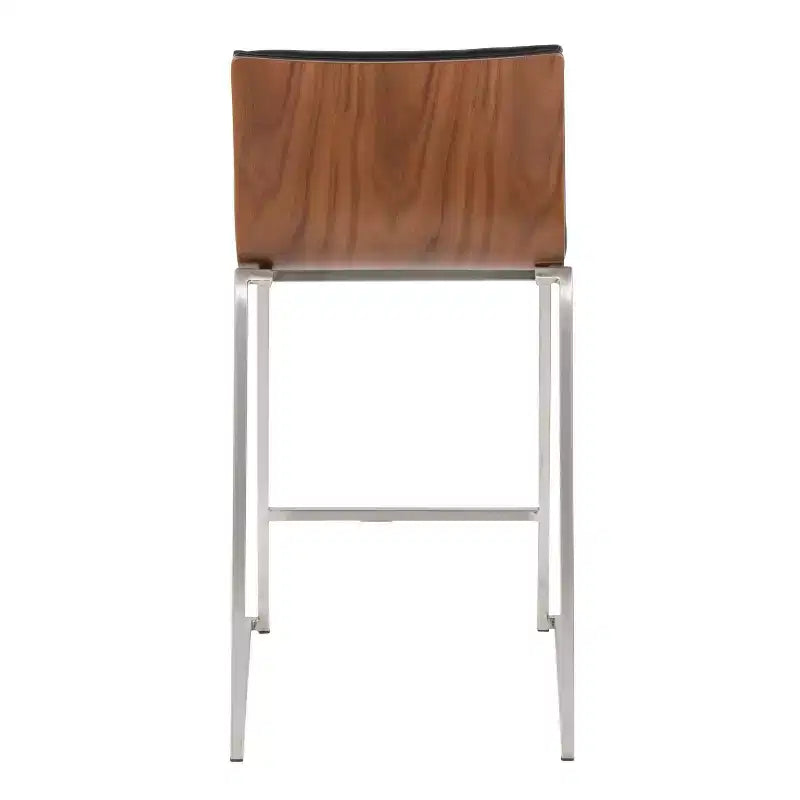 Sgabelli da bar da 26" altezza bancone con seduta in similpelle e schienale in legno di noce – Set da 2