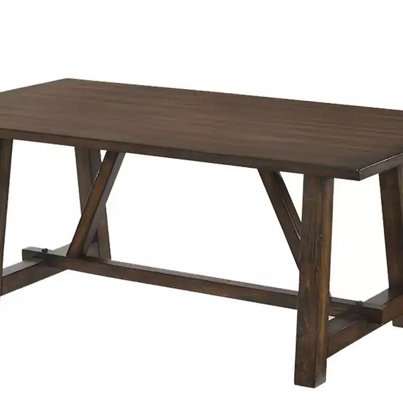 Tavolo da pranzo rettangolare in rovere scuro con base a cavalletto – 6 posti, 183 cm