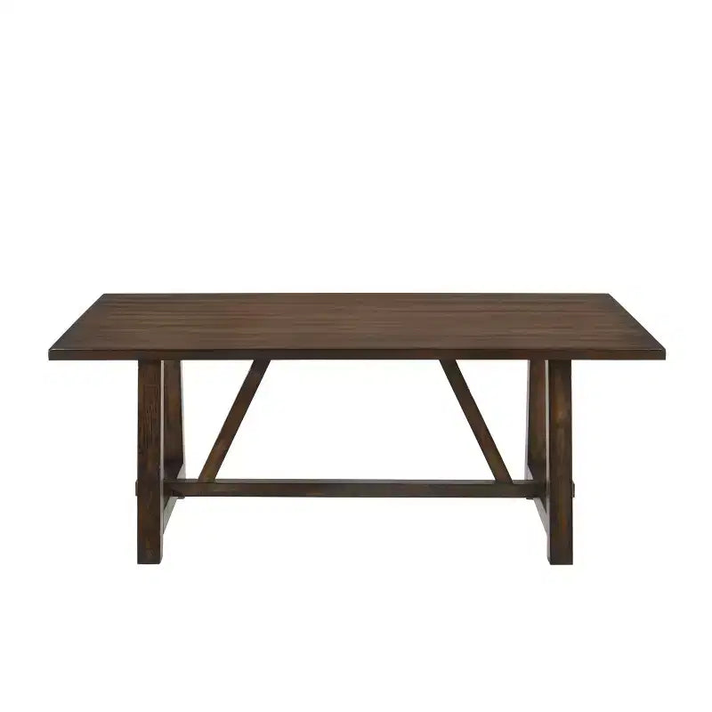 Tavolo da pranzo rettangolare in rovere scuro con base a cavalletto – 6 posti, 183 cm