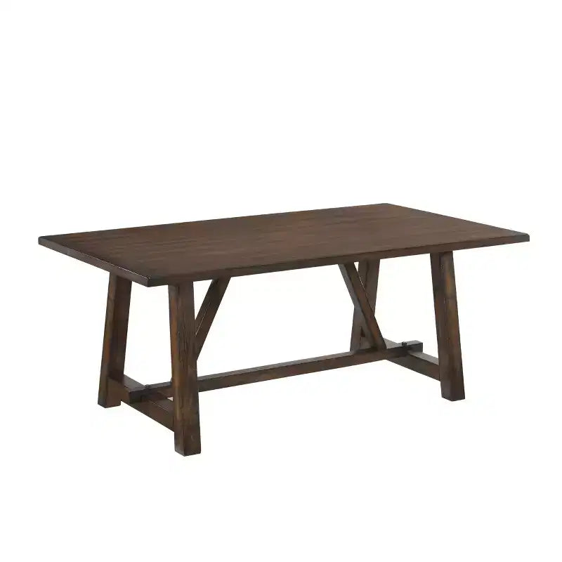Tavolo da pranzo rettangolare in rovere scuro con base a cavalletto – 6 posti, 183 cm