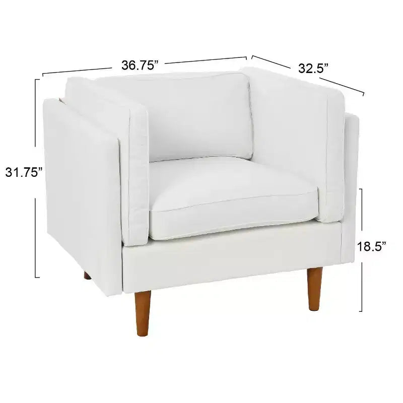 Poltrona con braccioli e sponde alte imbottita Atley Modern Storied Home, bianco costiero: elegante poliestere, telaio in acciaio