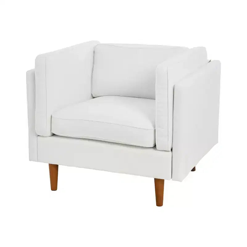 Poltrona con braccioli e sponde alte imbottita Atley Modern Storied Home, bianco costiero: elegante poliestere, telaio in acciaio