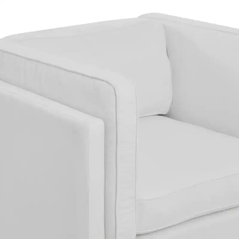 Poltrona con braccioli e sponde alte imbottita Atley Modern Storied Home, bianco costiero: elegante poliestere, telaio in acciaio