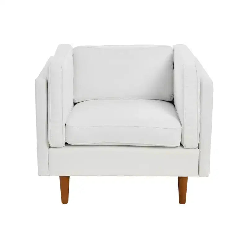 Poltrona con braccioli e sponde alte imbottita Atley Modern Storied Home, bianco costiero: elegante poliestere, telaio in acciaio