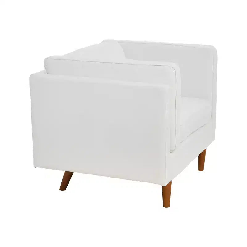 Poltrona con braccioli e sponde alte imbottita Atley Modern Storied Home, bianco costiero: elegante poliestere, telaio in acciaio