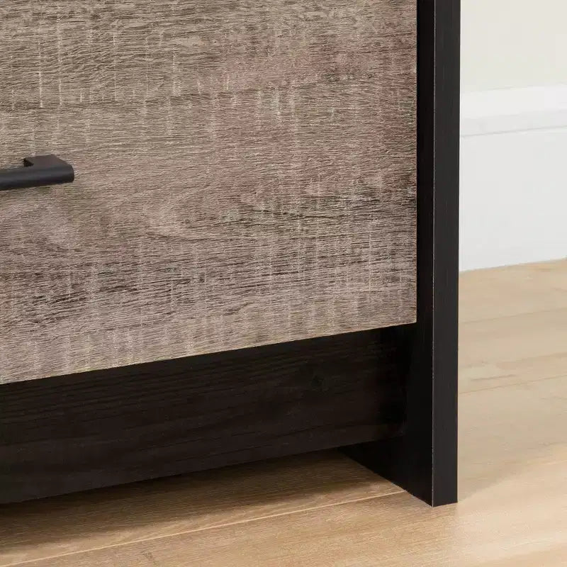 Cassettiera doppia a 6 cassetti South Shore Londen Rovere invecchiato/Nero sfregato: Contenitore contemporaneo con guide in metallo