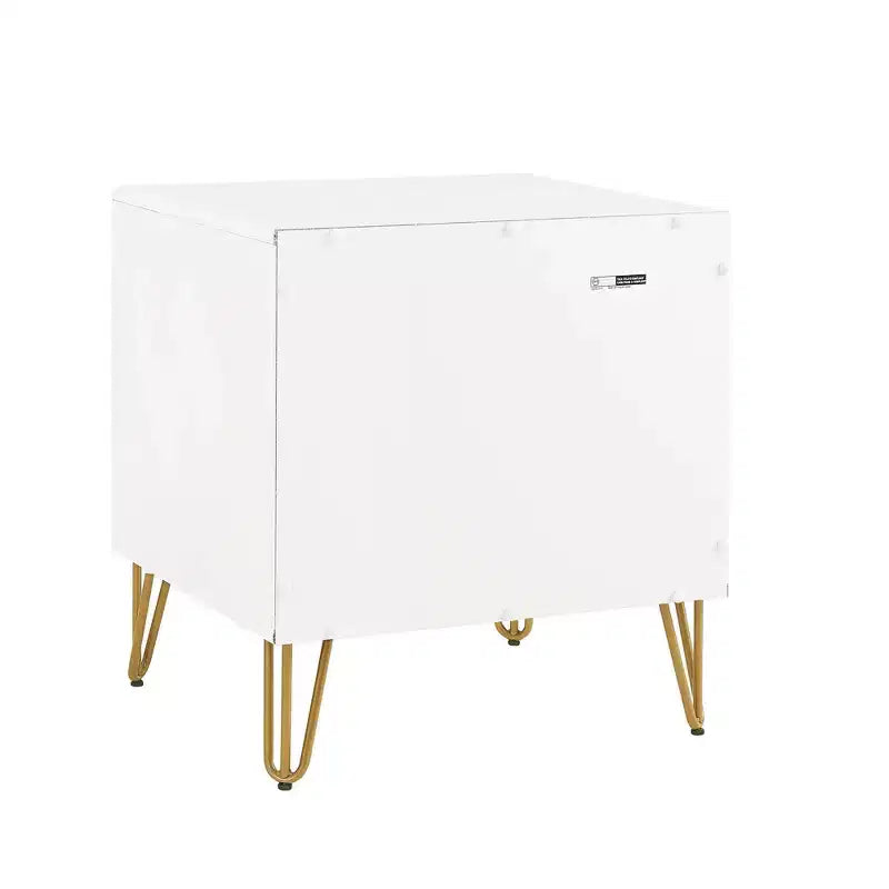 Manhattan Comfort Dumbo Comodino a 2 Cassetti Bianco: Tavolino da Notte Moderno in MDF con Guide Metalliche, Contenitore