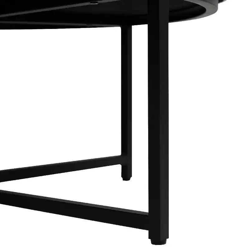Pouf ottomano trapuntato in cotone e lino rotondo da 34", con struttura in metallo