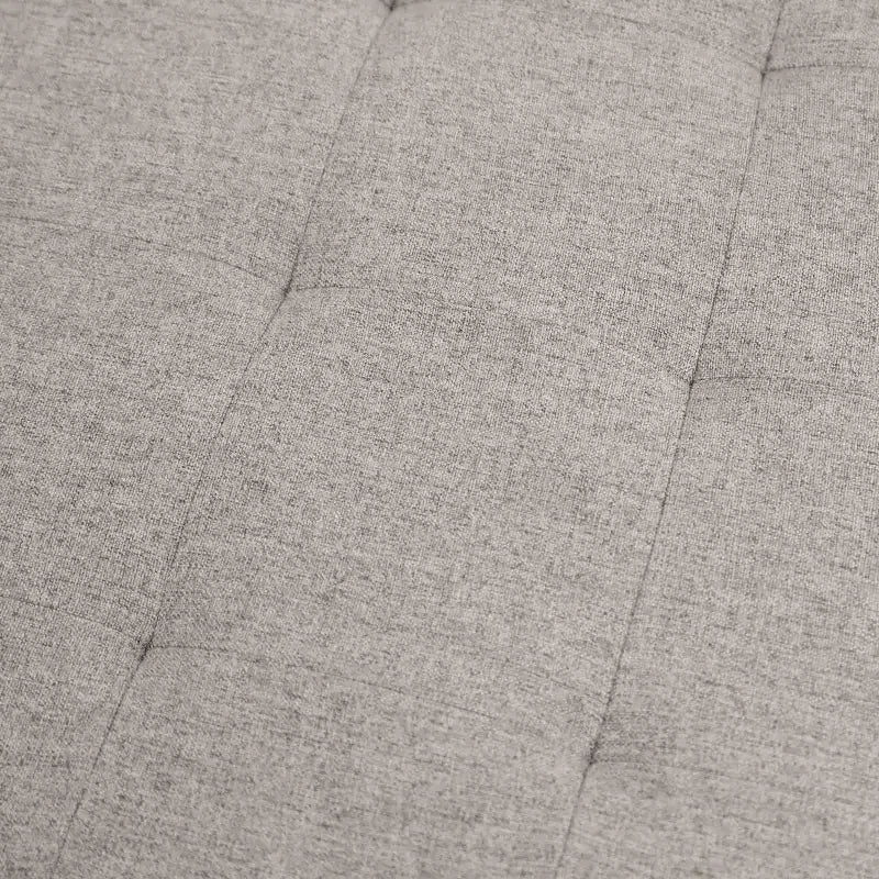 Pouf ottomano trapuntato in cotone e lino rotondo da 34", con struttura in metallo