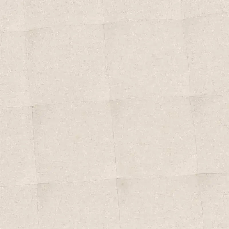 Pouf ottomano trapuntato in cotone e lino rotondo da 34", con struttura in metallo