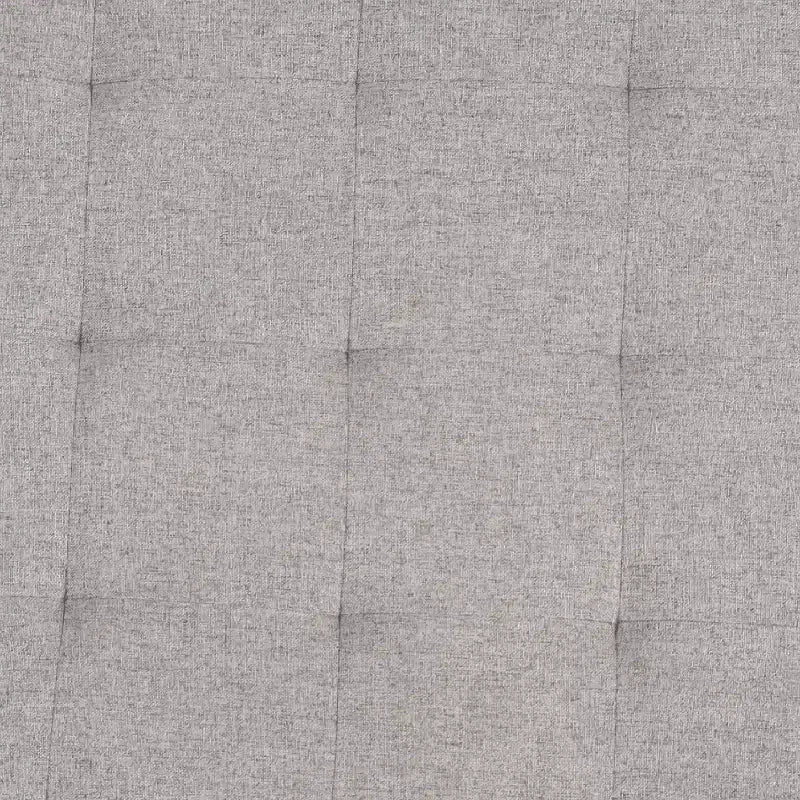 Pouf ottomano trapuntato in cotone e lino rotondo da 34", con struttura in metallo