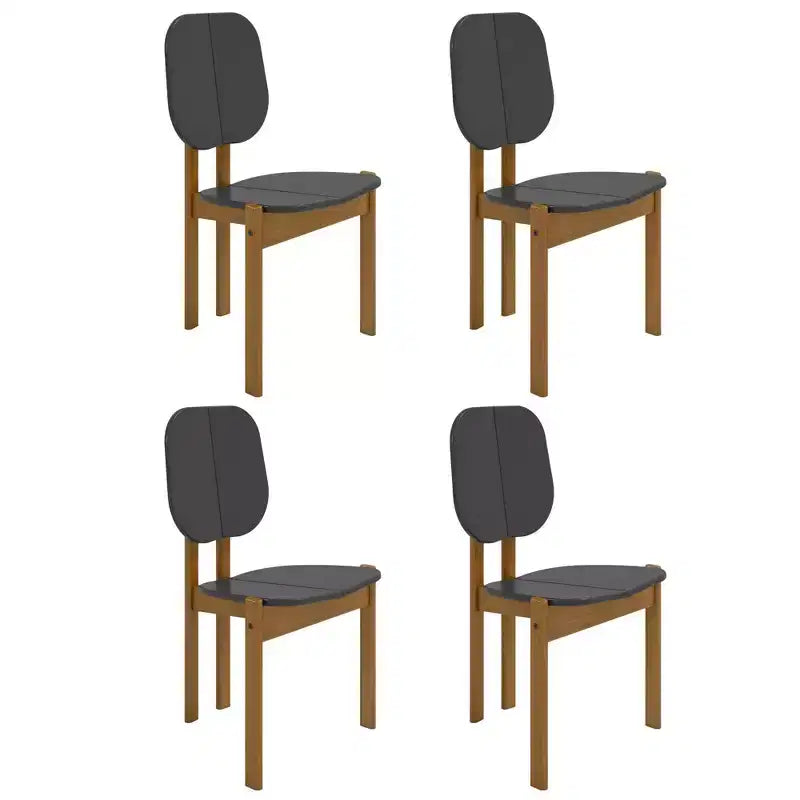Manhattan Comfort Set di 4 Sedie da Pranzo Gales Mid-Century Modern con Gambe in Legno Massello