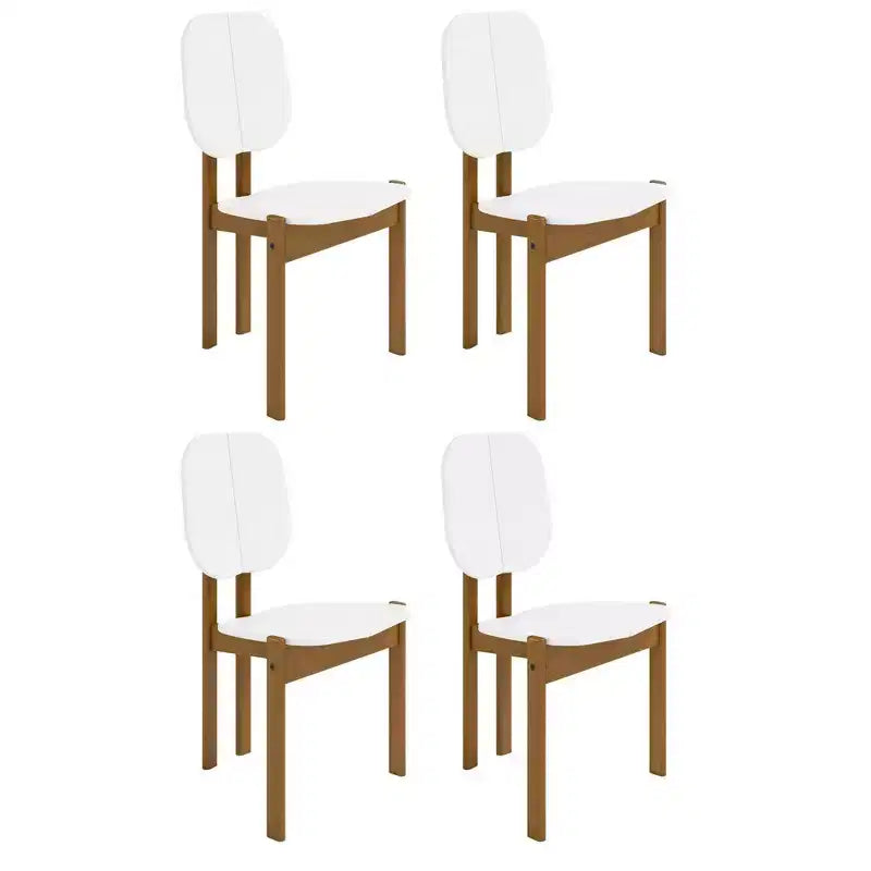Manhattan Comfort Set di 4 Sedie da Pranzo Gales Mid-Century Modern con Gambe in Legno Massello
