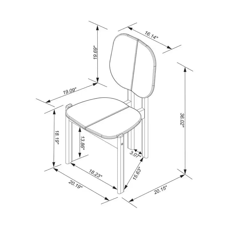 Manhattan Comfort Set di 4 Sedie da Pranzo Gales Mid-Century Modern con Gambe in Legno Massello