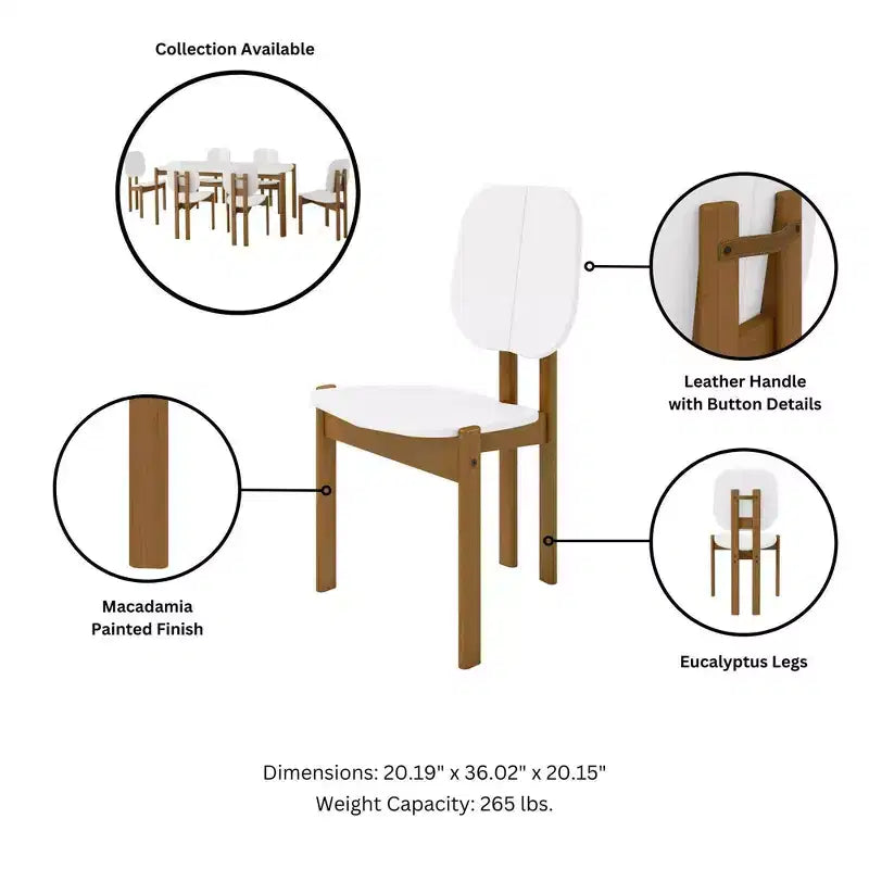 Manhattan Comfort Set di 4 Sedie da Pranzo Gales Mid-Century Modern con Gambe in Legno Massello