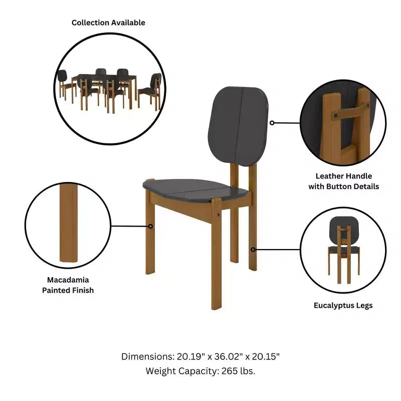Manhattan Comfort Set di 4 Sedie da Pranzo Gales Mid-Century Modern con Gambe in Legno Massello