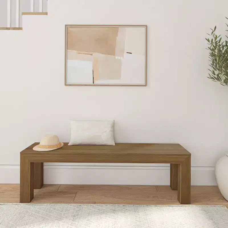 Panca in legno massiccio per tavolo da pranzo, 60, Pecan spazzolato