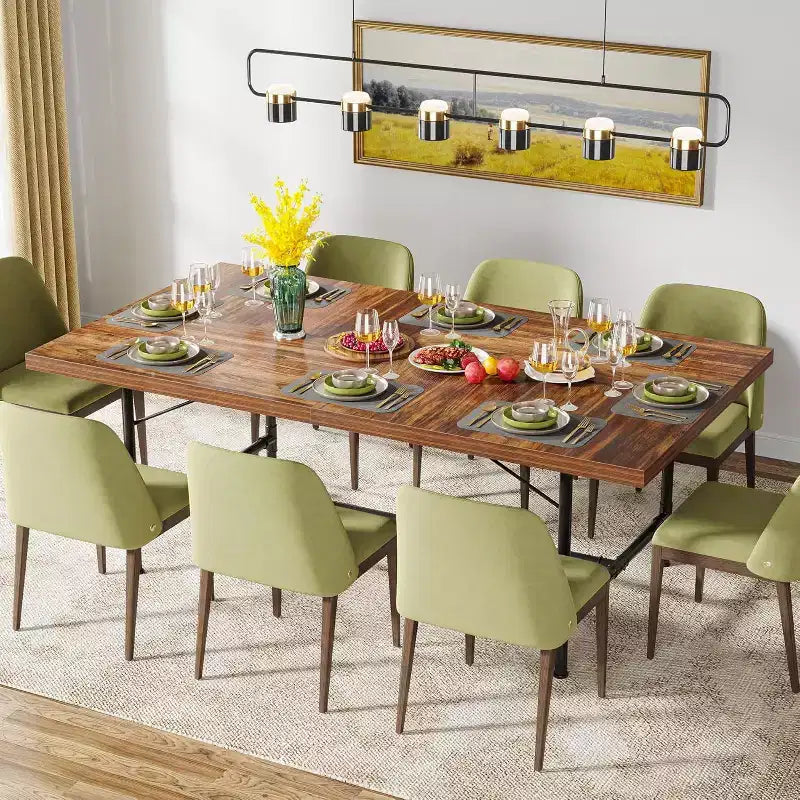 Tavolo da Pranzo Lantine da 180 cm per 6-8 Persone, Tavolo da Cucina Rettangolare in Legno con Struttura Metallica Tubolare per Sala da Pranzo, Soggiorno