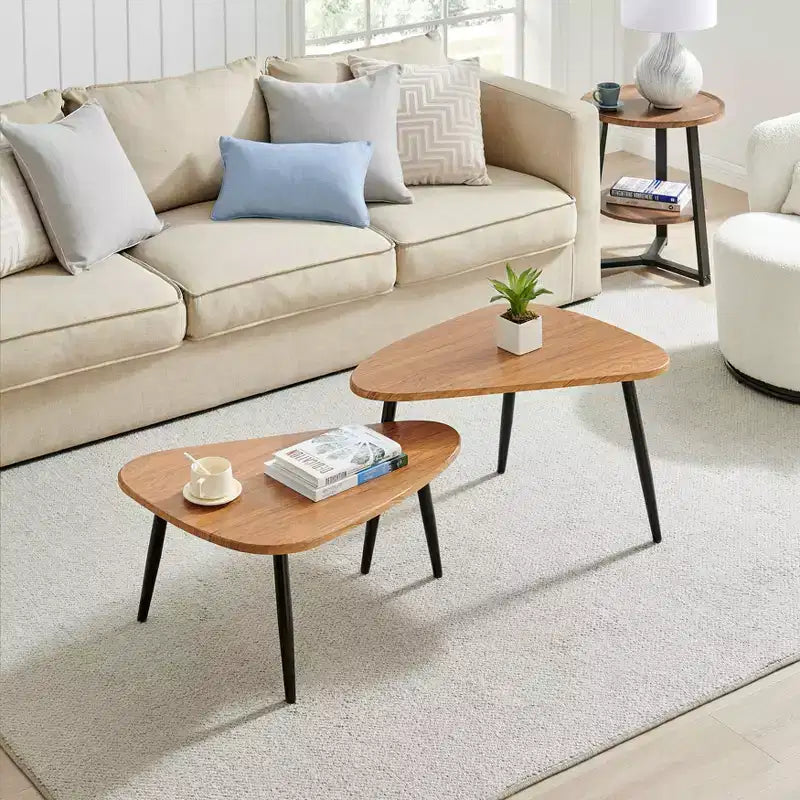 Tavolino da caffè modulare semicircular Aurora asimmetrico moderno ovale a goccia, 18,50x29,5