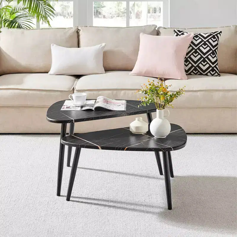 Tavolino da caffè modulare semicircular Aurora asimmetrico moderno ovale a goccia, 18,50x29,5