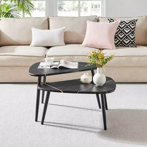Tavolino da caffè modulare semicircular Aurora asimmetrico moderno ovale a goccia, 18,50x29,5
