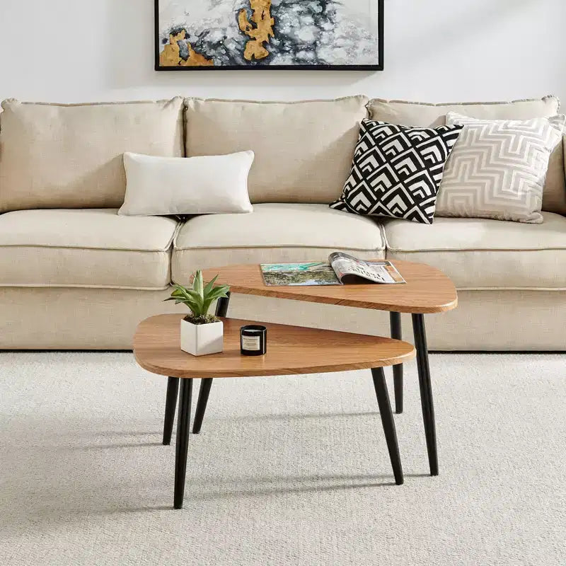 Tavolino da caffè modulare semicircular Aurora asimmetrico moderno ovale a goccia, 18,50x29,5